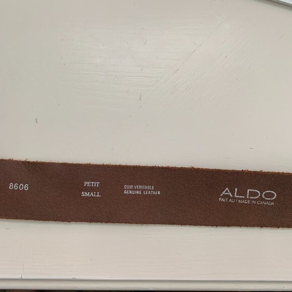 Vintage Y2K Distressed Brown Leather Brass Silver Eagle Buckle Waist Belt - Picture 8 of 16